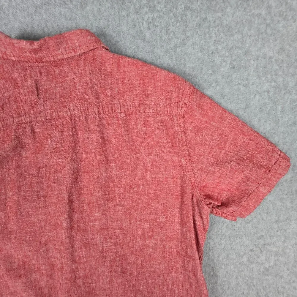 American Rag Cie Mens Medium Red Linen Blend Short Sleeve Button Down Shirt - Picture 8 of 12
